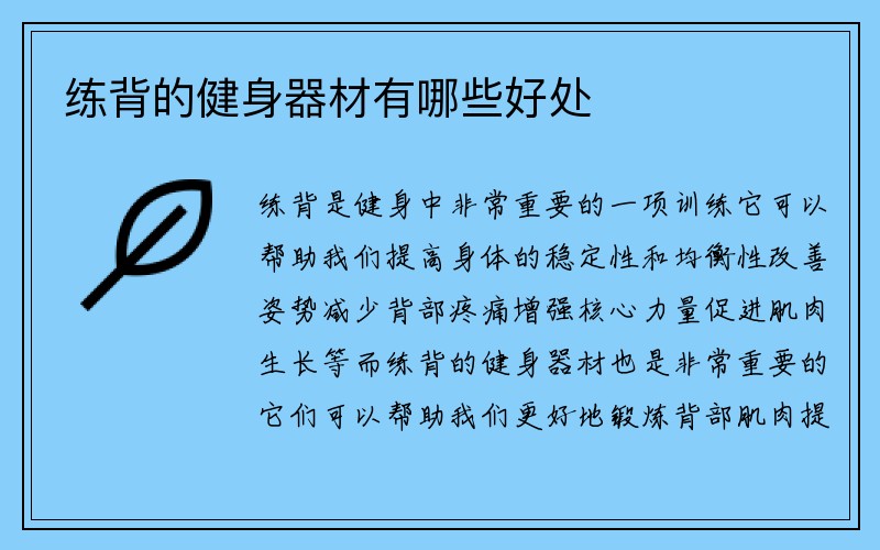 练背的健身器材有哪些好处